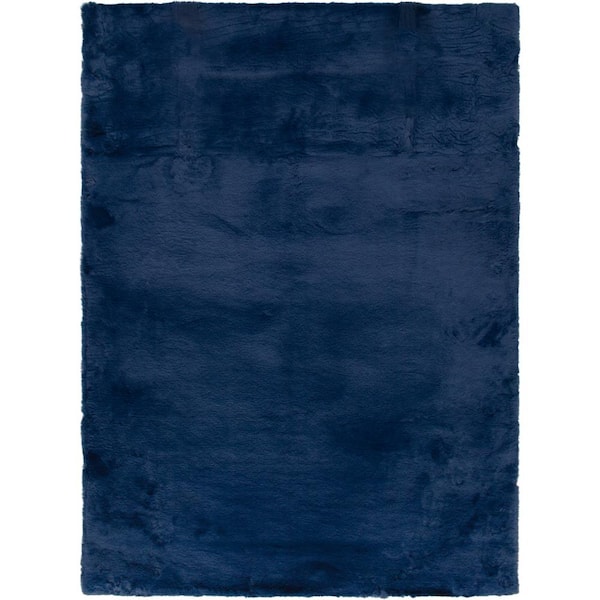 Home Decorators Collection Piper Navy 5 ft. x 7 ft. Solid Polyester Area Rug