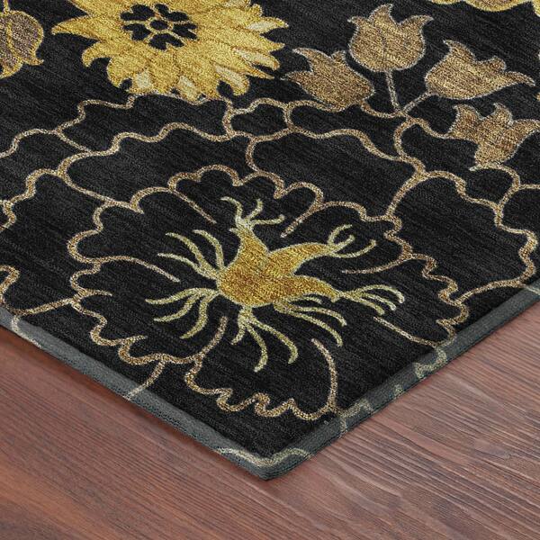 Mayfield Premium Machine Washable Abstract AMF2294 Black 10 ft. x 14 ft. Area Rug