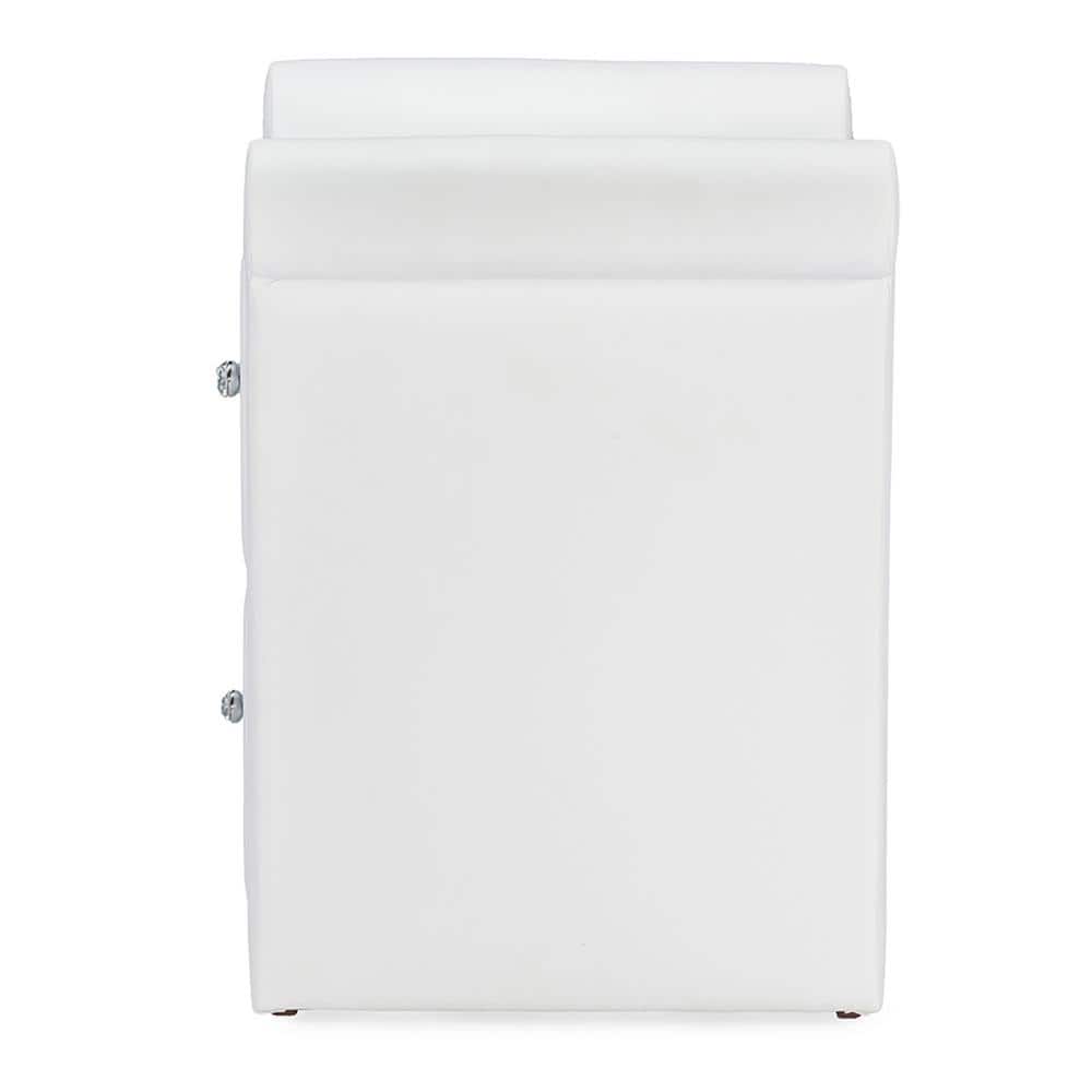 White Faux Leather 2-Drawer Modern Nightstand