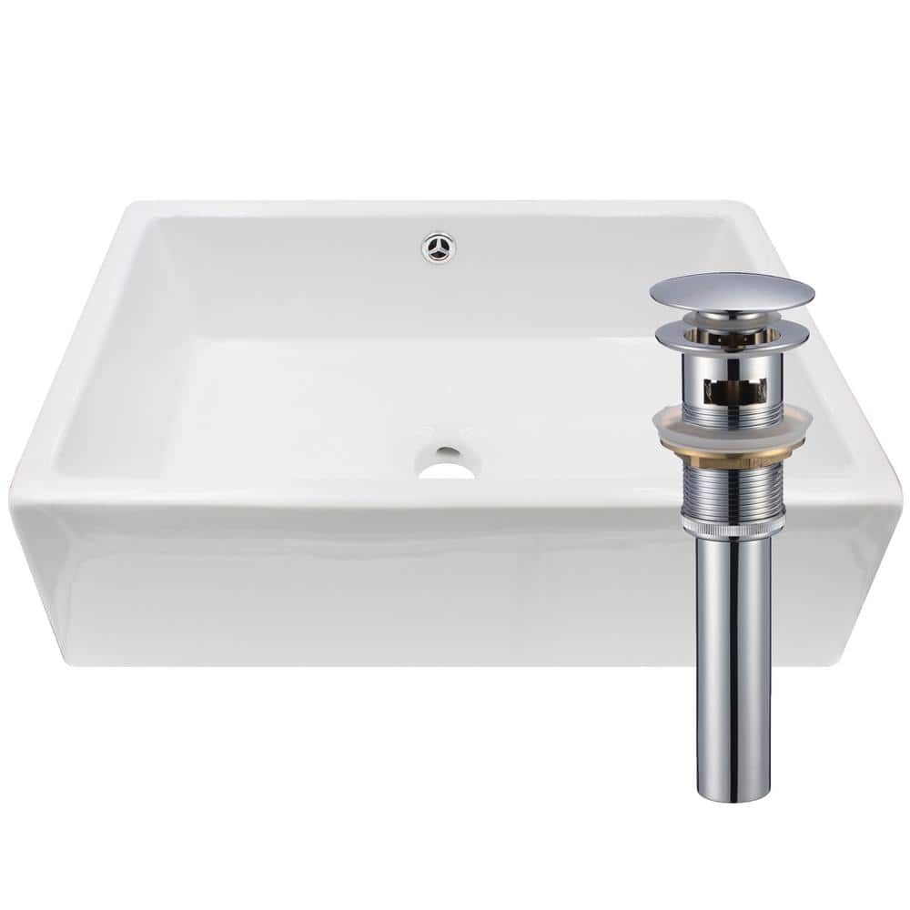 Novatto Rectangular Porcelain Vessel Sink in White with