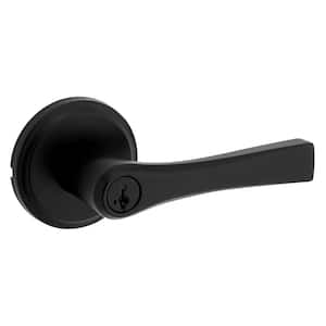 Katella Matte Black Keyed Entry Door Lever Featuring SmartKey Technology with Microban