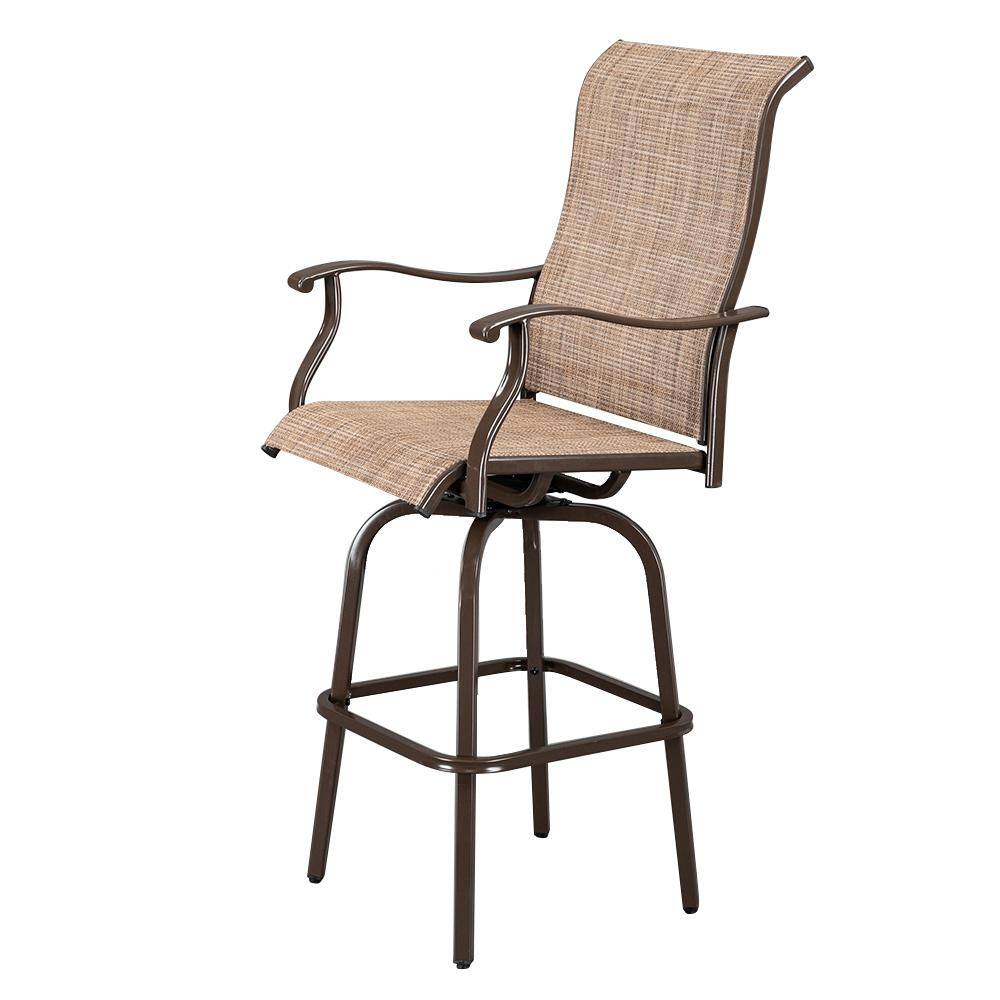 itapo Swivel Metal Outdoor Bar Stool Chair Brown H61468001 The Home Depot