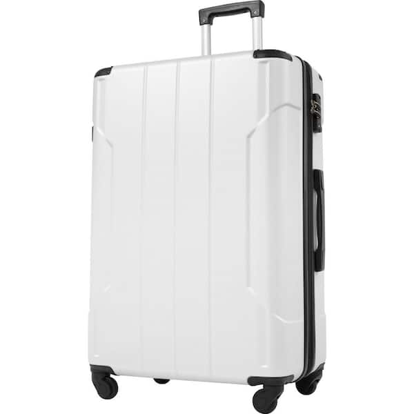 Aoibox 28 in. White Lightweight Hardshell Luggage Spinner Suitcase with TSA  Lock Single Luggage SNMX4208 - The Home Depot