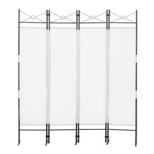 4-Panel Metal Folding Room Divider, 5.94Ft Freestanding Room Screen Partition Privacy Display for Bedroom, Office,White