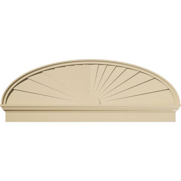 Ekena Millwork 58-in W x 21-3/8-in H x 2-3/4-in P Elliptical Sunburst Signature Urethane Combination Pediment, Primed Tan