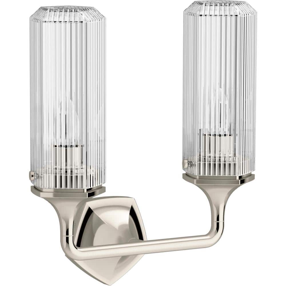 Occasion 14" Polished Nickel Two-Light Sconce with Fluted Glass