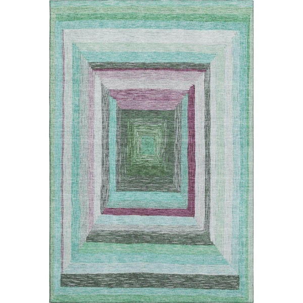Mayfield Premium Machine Washable Abstract AMF1957 Teal 10 ft. x 14 ft. Area Rug