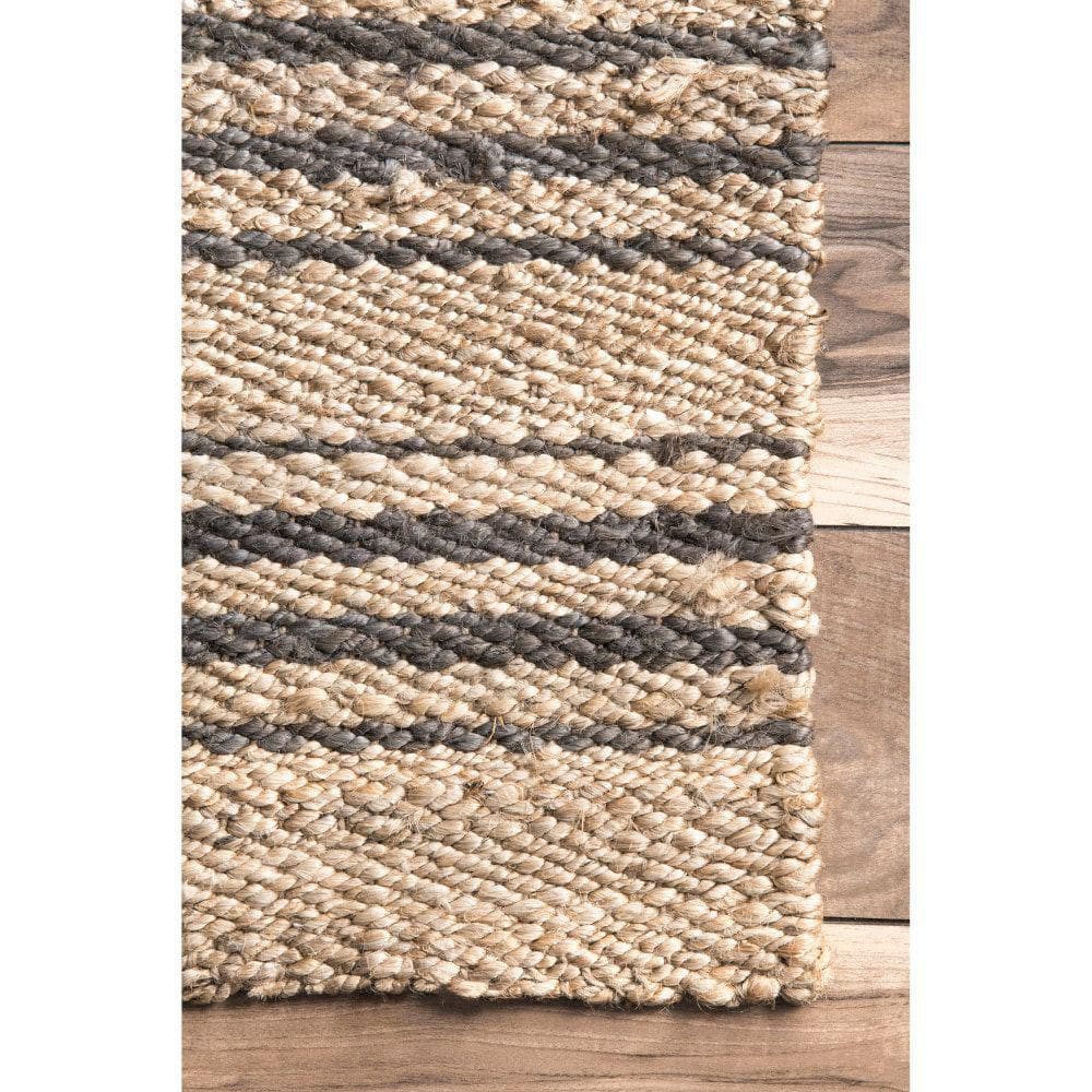 Sandy Natural Striped Jute Handmade Area Rug 3' x 5'
