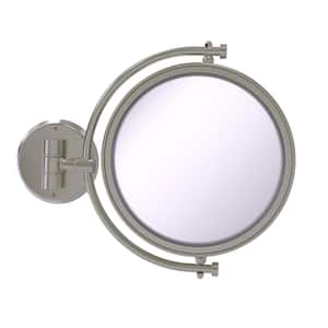 8 in. x 10 in. Round Framed Wall Mounted Make-Up Mirror 2X Magnification in Satin Nickel