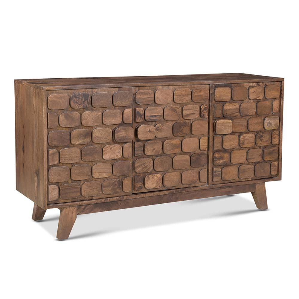 Darby 3 Cabinet Accent Server Walnut - Steve Silver Co.: Mid-Century Storage, Magnetic Latch Doors