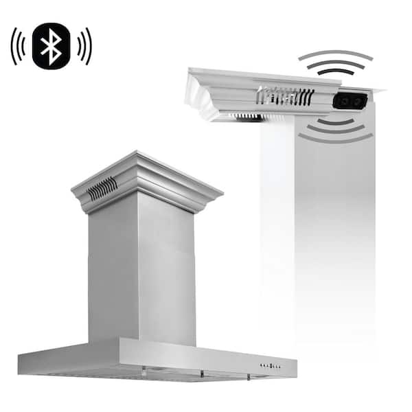 ZLINE Kitchen and Bath 30 in. 400 CFM Ducted Vent Wall Mount Range Hood in Stainless Steel with Built-in CrownSound Bluetooth Speakers