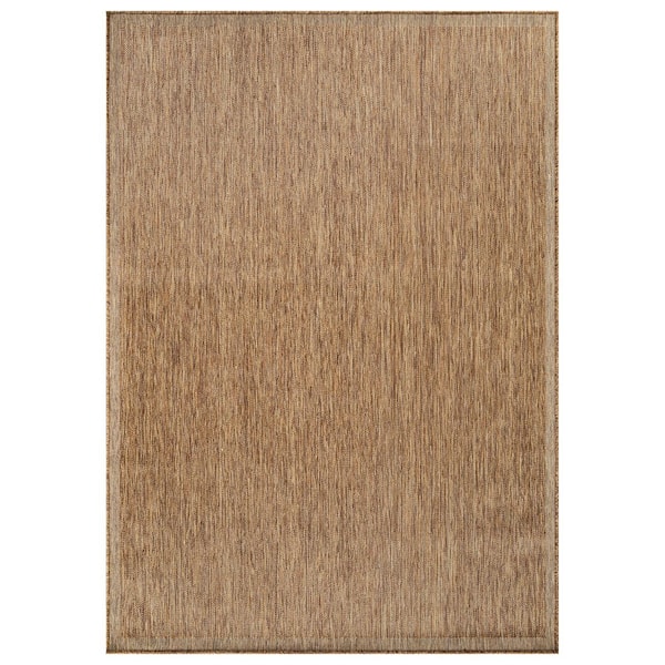 Border Natural/Jute Easy-Care Indoor/Outdoor Flat Woven Area Rug 4 ft. x 6 ft. Natural