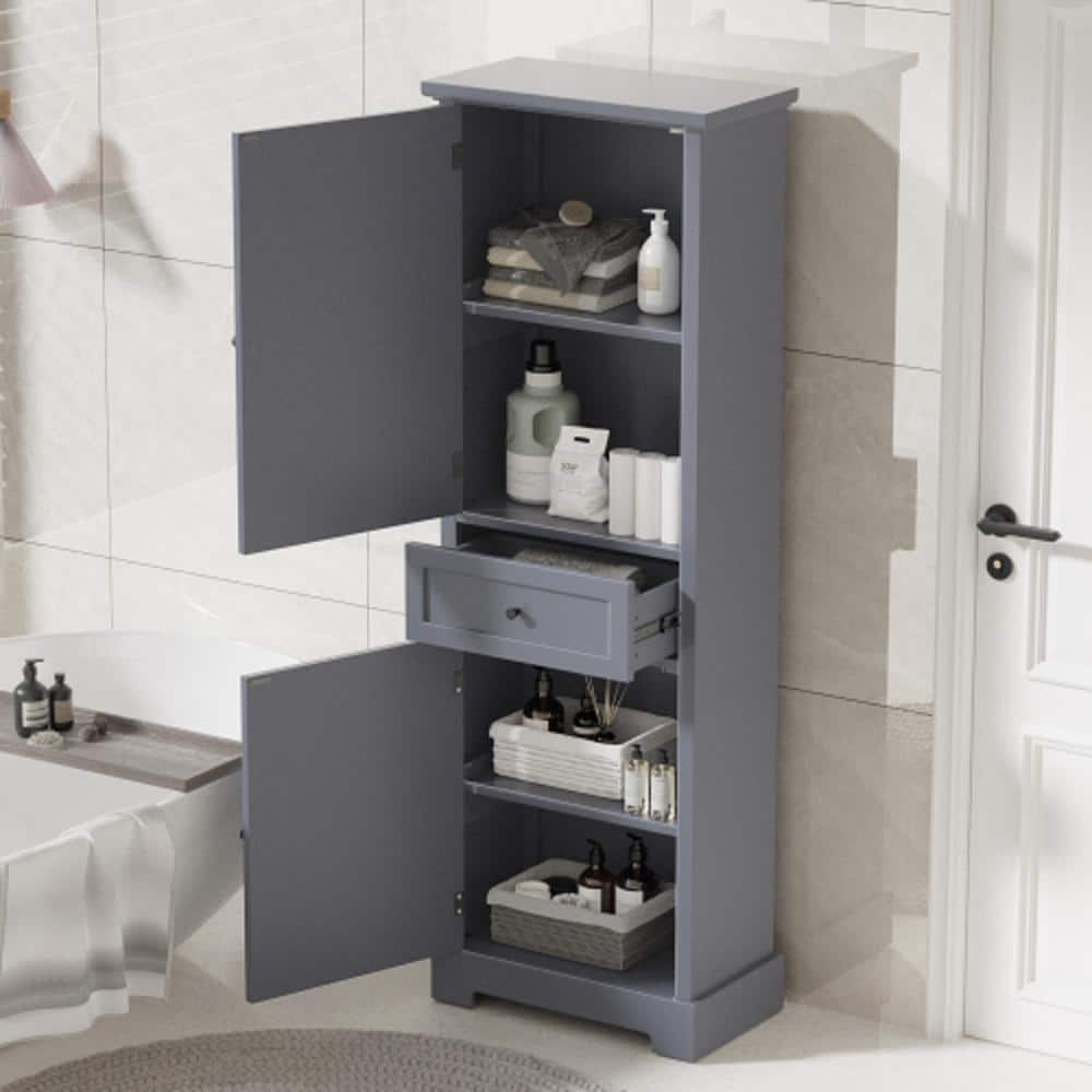 Modern 22.24 in. W x 11.81 in. D x 65.15 in. H Gray Freestanding Tall ...