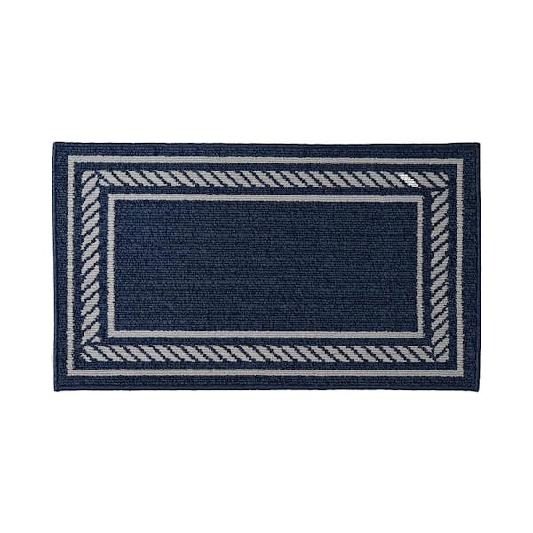 Rope Border Denim Twist/Light Gray 2 ft. x 4 ft. Tufted Border Polypropylene Accent Rug