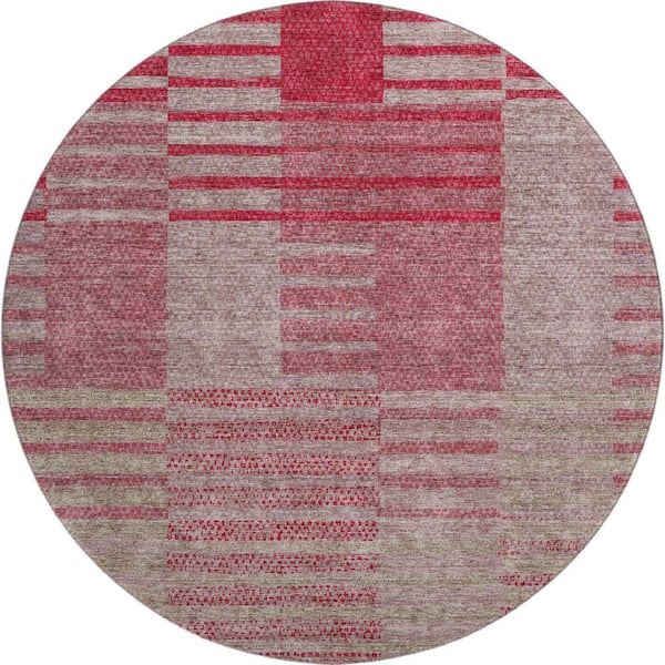 Addison Rugs Mayfield Premium Machine Washable Abstract AMF954 Garnet 8 ft. x 8 ft. Round Rug