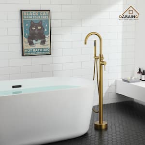 Single-Handle Floor Mounted Claw Foot Freestanding Tub Faucet in Brushed Bass