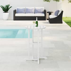 Laguna 24 in. Round Outdoor Dinining HDPE Plastic Counter Height Bistro Table in White