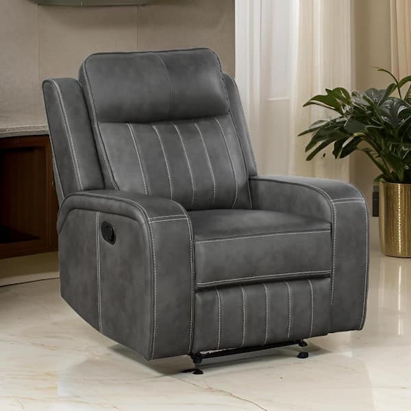 Josen Gray Faux Leather Glider Recliner Chair