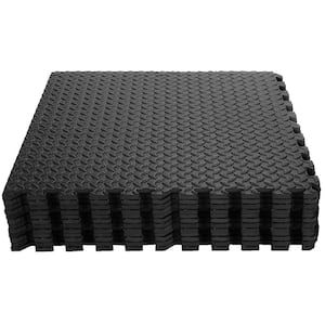 12PCS Black 25 in. X 25 in. Exercise Play Mat w/EVA Foam Interlocking Tiles 52 sq.ft.