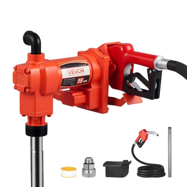 Fuel Transfer Pump 110V, 15 GPM 57 L/min, AC Electric Oil Transfer Pump, with Auto Shut-Off Fuel Nozzle & Discharge Hose