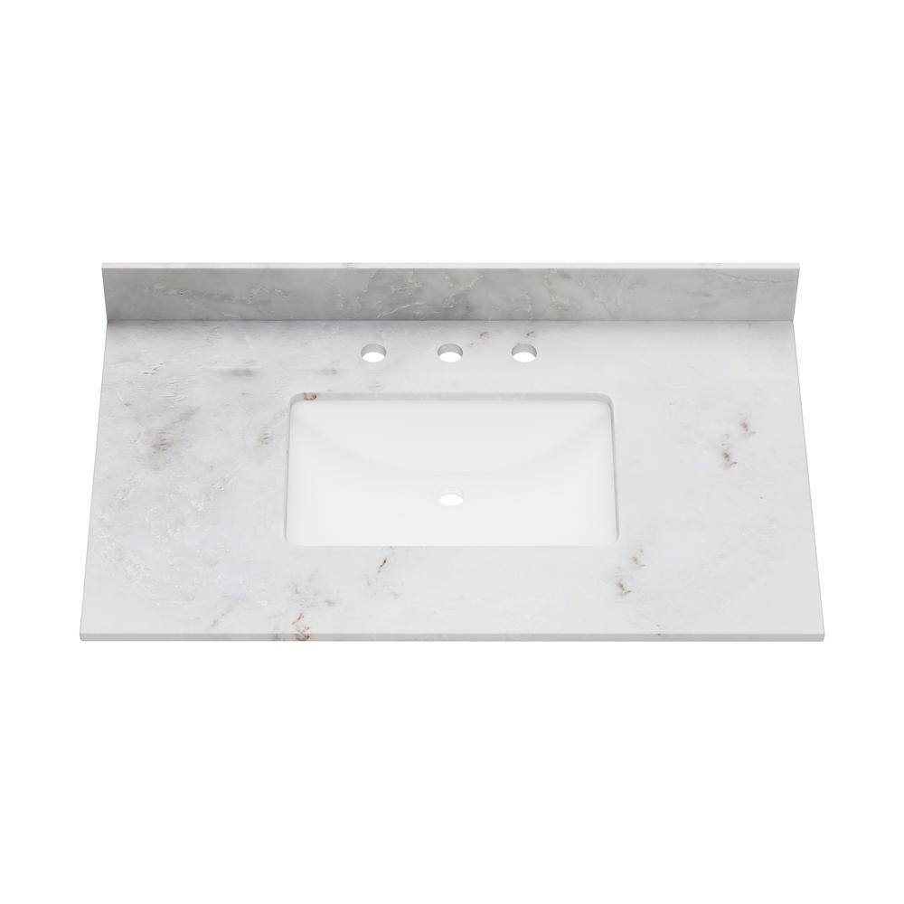 Carlsber 37" White Marble Undermount Single Sink Vanity Top