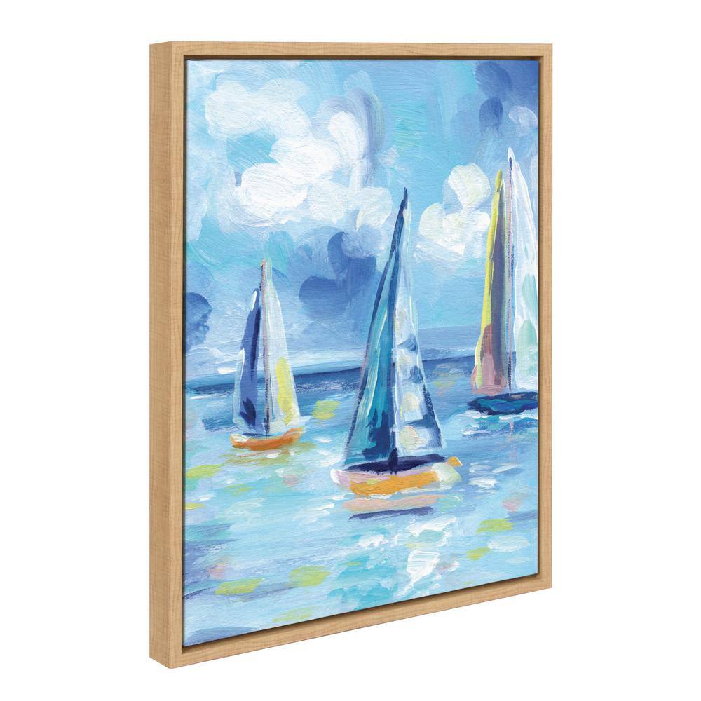 Natural Coastal Sailboat Print on Canvas with Polystyrene Frame
