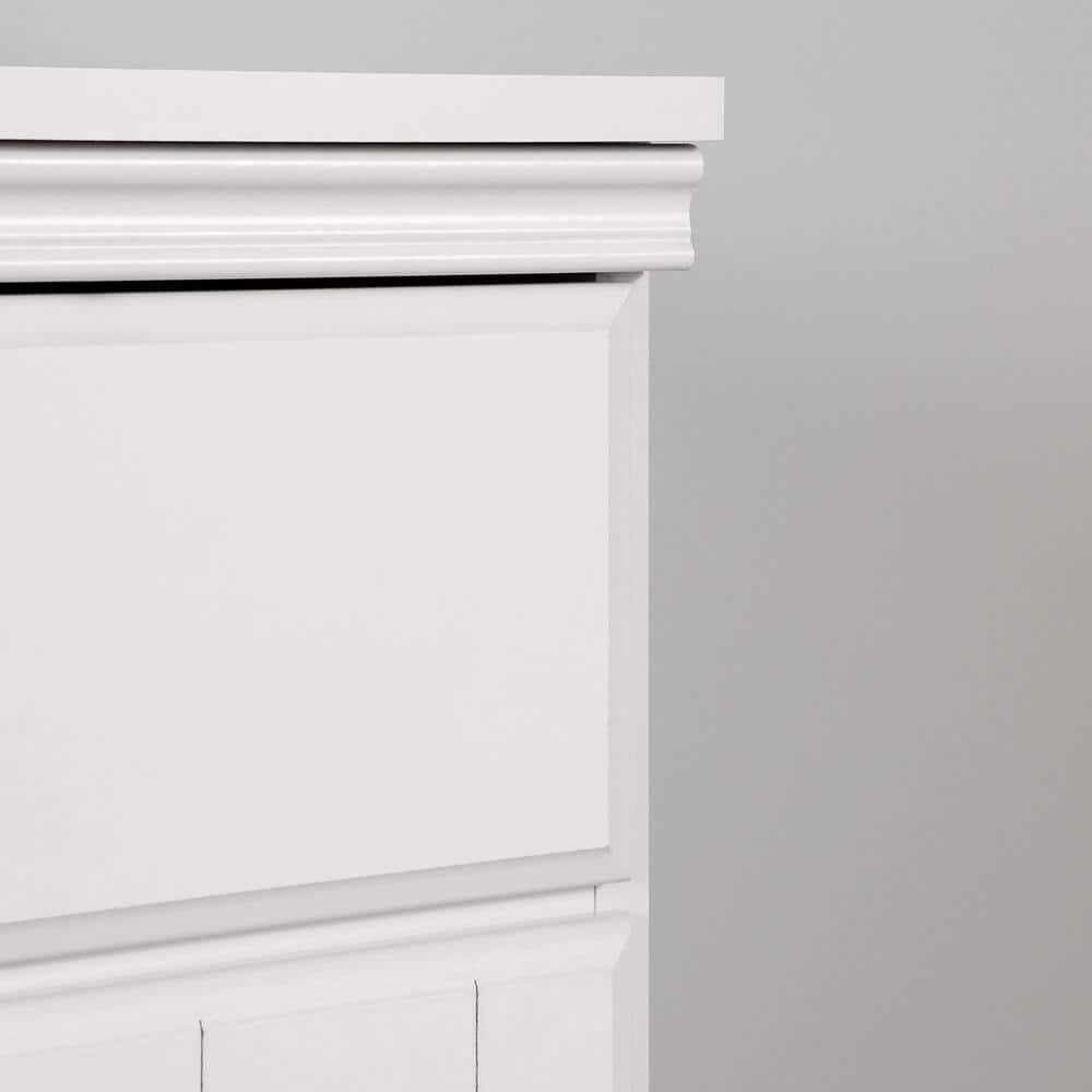 Pure White Farmhouse Entryway Cabinet with Adjustable Shelving