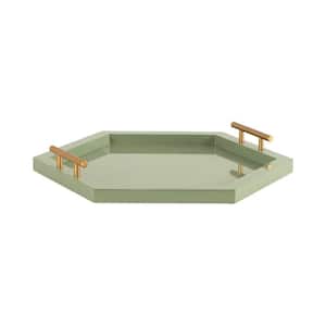 Halsey Green Hexagon Wooden 18 in. Decorative Tray