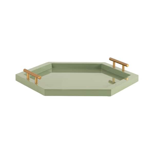 Halsey Green Hexagon Wooden 18 in. Decorative Tray