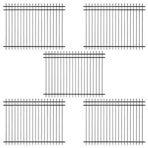 6 ft. x 8 ft. Heavy-Duty Steel Spaced Bar Pointed Pinnacle Metal Fence Panel (Pack of 5)