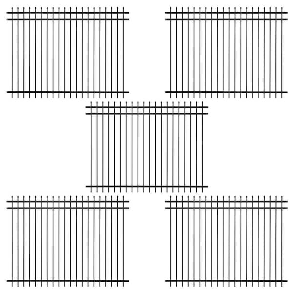 6 ft. x 8 ft. Heavy-Duty Steel Spaced Bar Pointed Pinnacle Metal Fence Panel (Pack of 5)