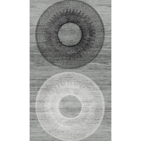 NextWall 31.35 sq. ft. Monochrome large Circle Vinyl Peel and Stick Wallpaper Roll