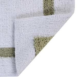 Hotel Collection White/Sage 20 in. x 20 in. Contour 100% Cotton Bath Rug