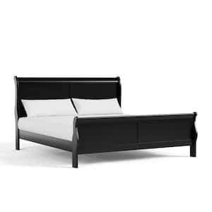 Burkhart Black King Wood Frame Sleigh Bed with Slat Kit