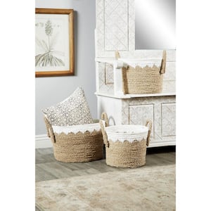 Brown Sea Grass Natural Storage Basket 11 in., 11 in., and 10 in. (Set of 3)