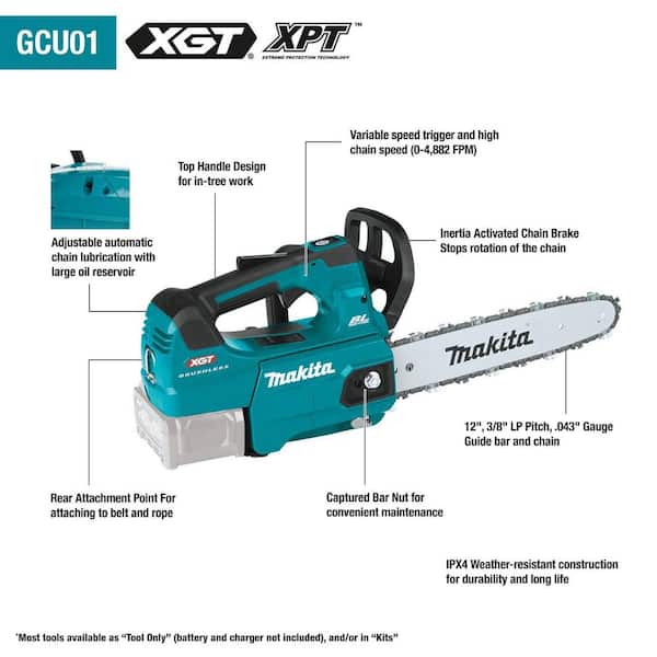 Makita (GCU03Z) 40V XGT Cordless 16″ Top Handle Chain Saw Kit – Gardenland  Power Equipment