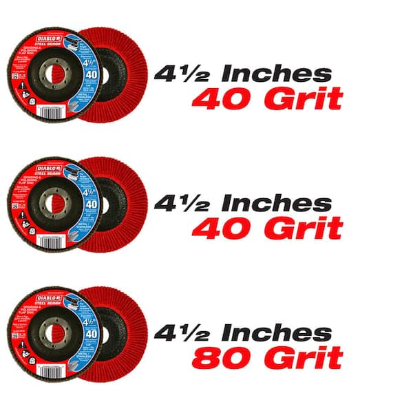 DIABLO 4-1/2 in. Steel Demon Flap Disc Type 29-Grit to 40-Grit, 60-Grit and 80-Grit Conical (3-Pack)