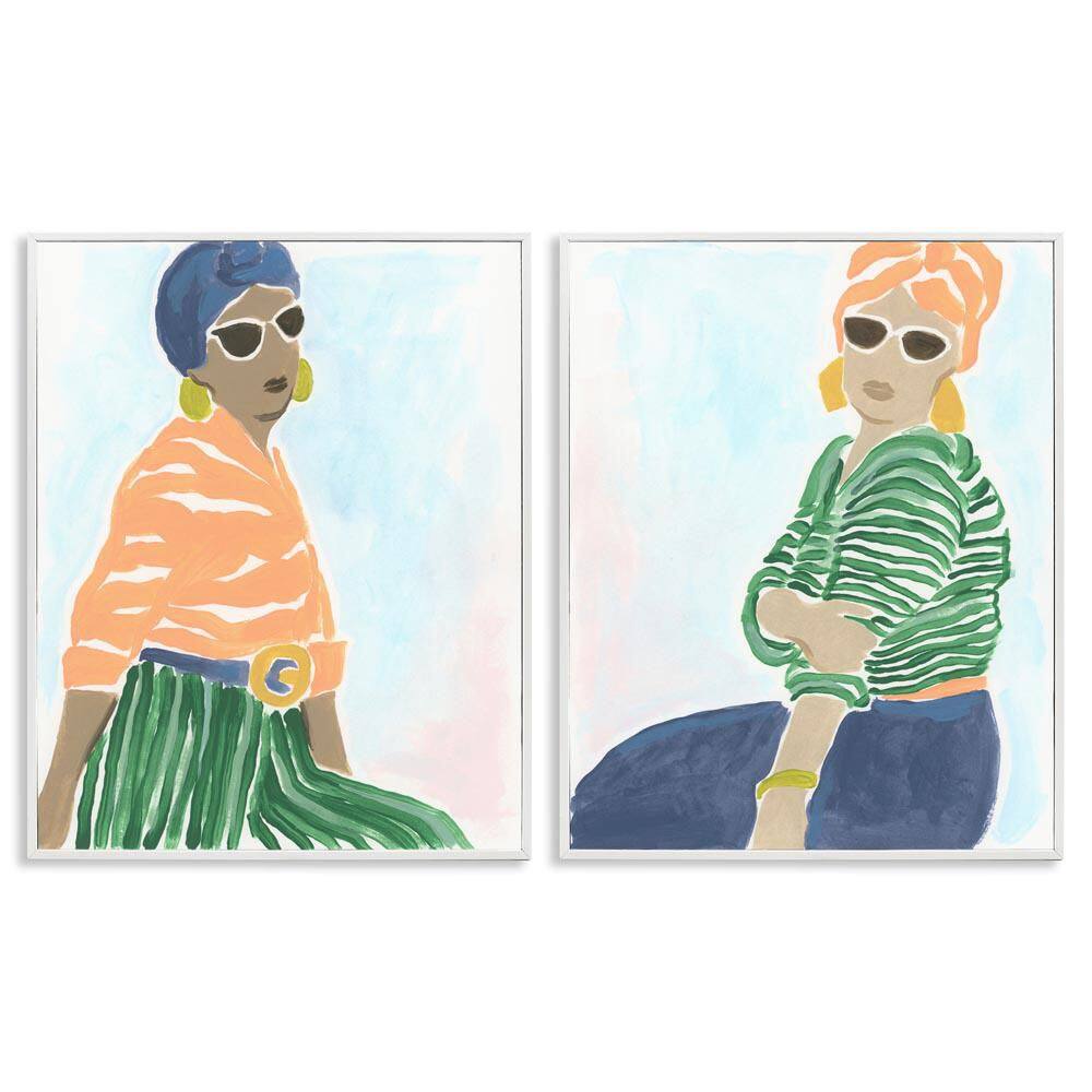 Trendy Summer Style Women by June Erica Vess 2 Pieces White Framed People Giclee Art Print 14 in. x 11 in. price history on PriceWatchPro