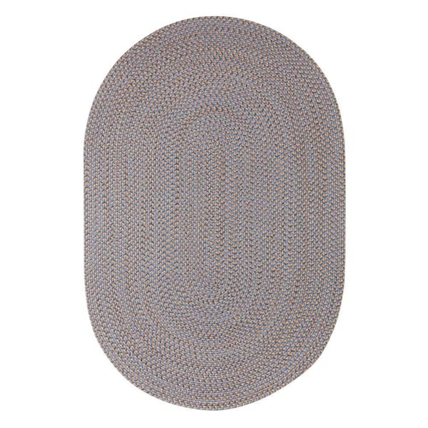 Westport Denim Blue Tweed 3 ft. x 5 ft. Oval Indoor/Outdoor Braided Area Rug
