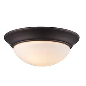 Bolton 12 in. 2-Light Oil Rubbed Bronze Flush Mount Ceiling Light Fixture with Frosted Glass Shade