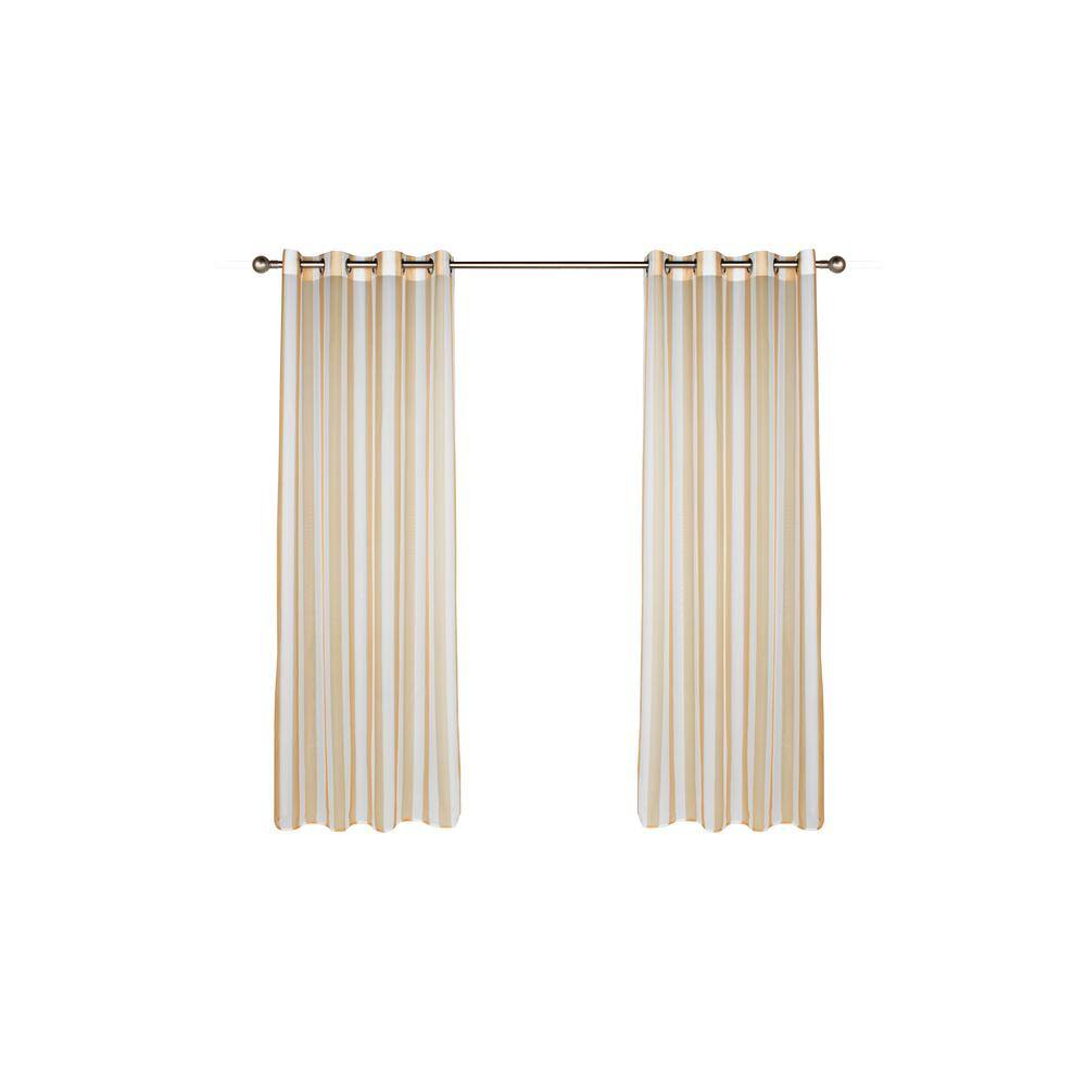 Escape Stripe Khaki Polyester 54 in. W x 84 in. L Grommet Indoor/Outdoor Sh