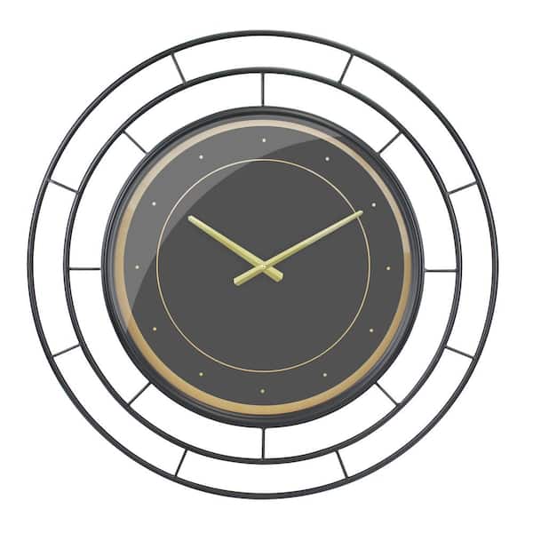 Stonebriar Collection 27.5 in. Black Round Wire Metal Wall Clock