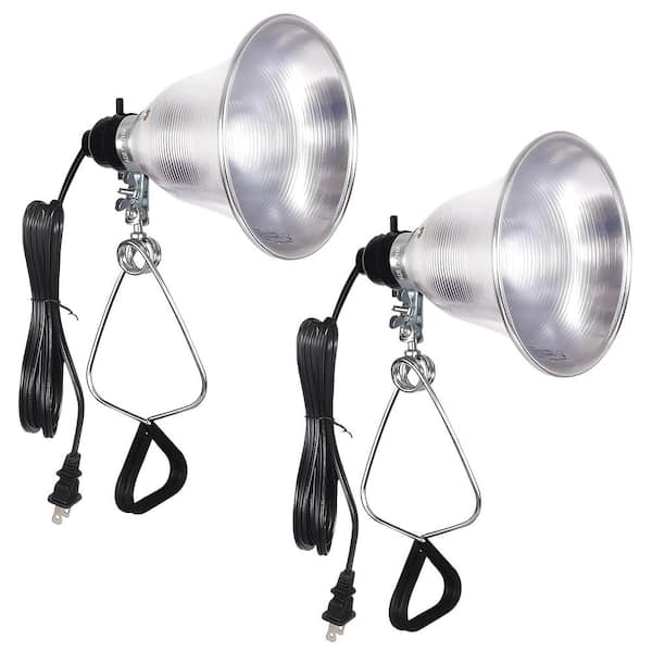 Clamp Lamp Light Socket with 5.5 in. Aluminum Reflector for Max 60 W Lamp (No Bulb) with 18/2-Gauge 6 ft. Cord (2-Pack)