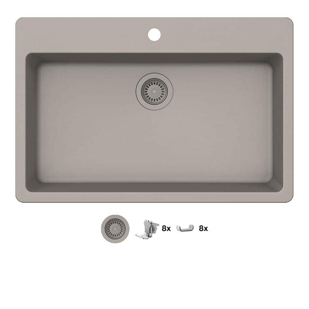 【Bru.】ストーンアイランド　チノベージュ（W33.Type SK） Glacier Bay Stonehaven 33 in. Drop-In Single Bowl Taupe Ice