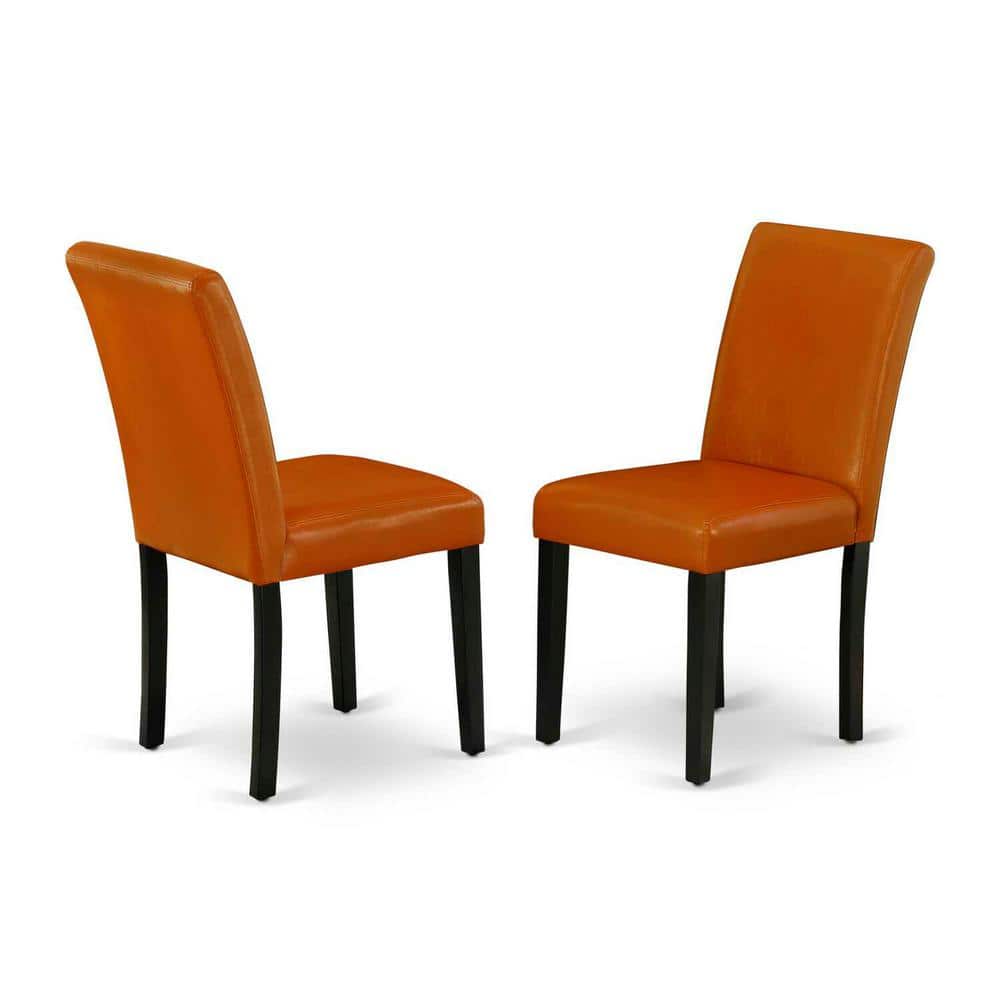 Cherry Round Dining Table with 4 Baked Bean PU Leather Chairs