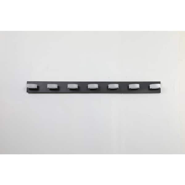 ANGELES HOME 52.2 in. Black 7-Light Modern LED Vanity Light Bar Bath Wall Lighting Fixtures