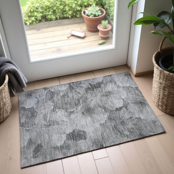 Mayfield Premium Machine Washable Abstract AMF1542 Gray 2 ft. x 3 ft. Area Rug