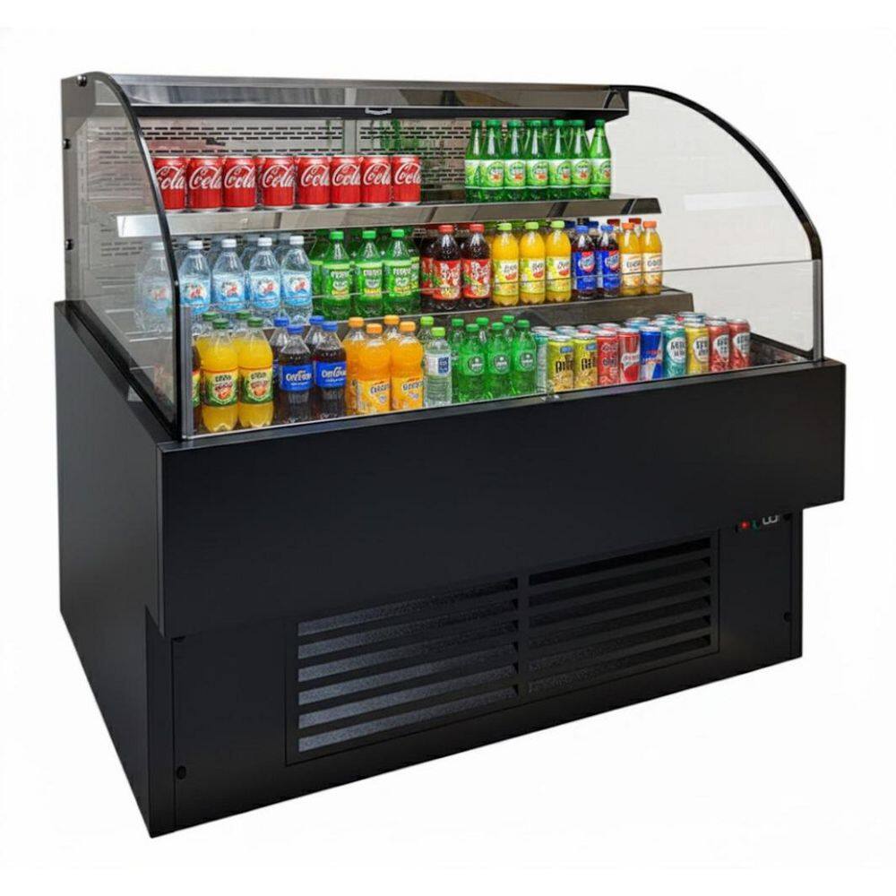 48 in. 11.2 cu. ft. Commercial Horizontal Air Curtain Merchandiser Refrigerator with LED Lighting in Black