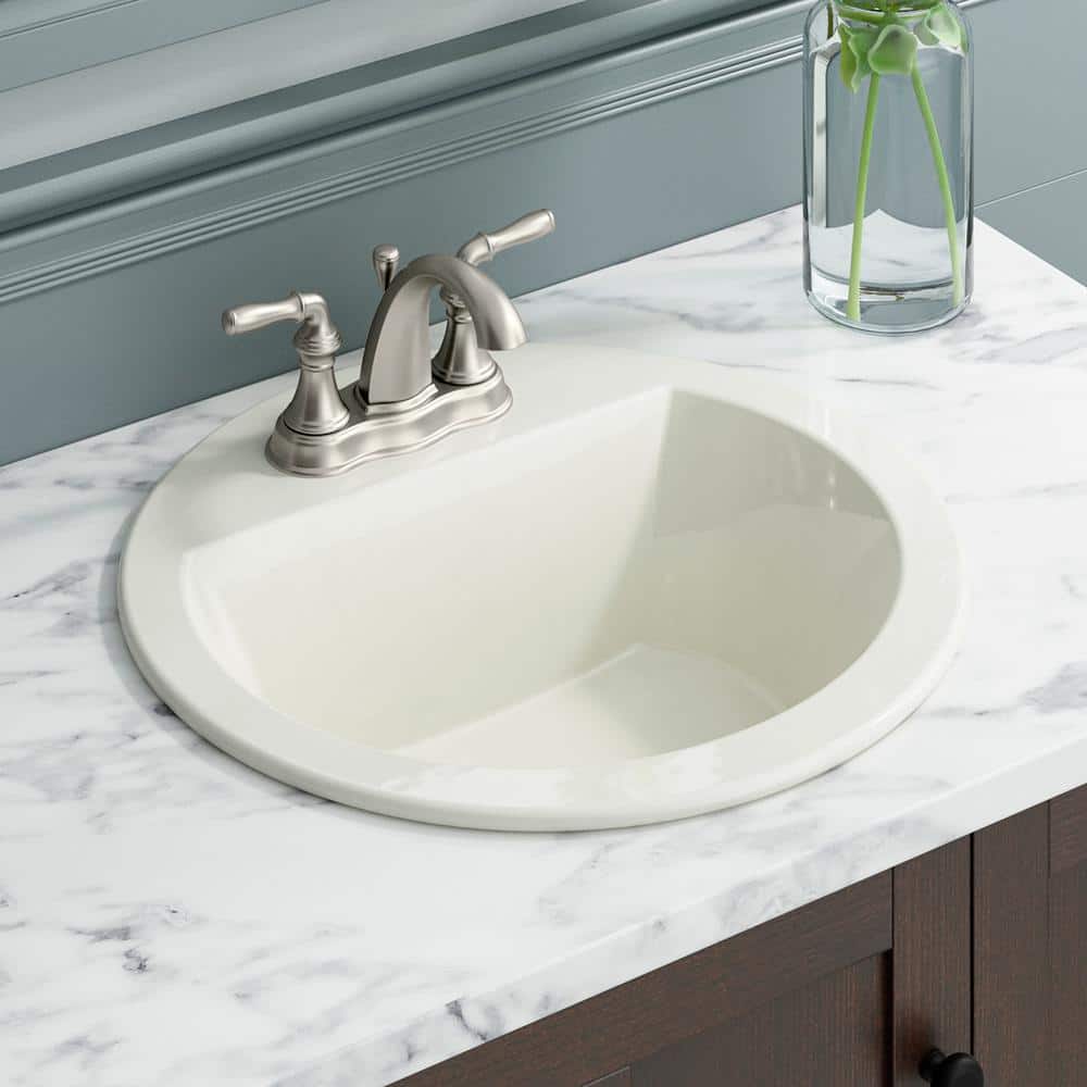 Bryant Biscuit Ceramic Round Drop-In Bathroom Sink