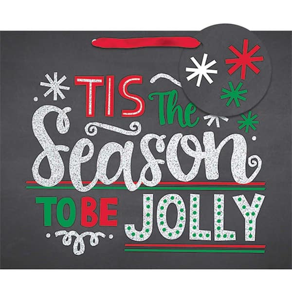 Amscan 4.5 in. x 5.5 in. x 2.625 in. Good Tidings Bags (24-Pack)